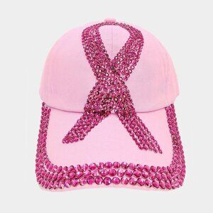 • Bling Studded Pink Ribbon Baseball Cap